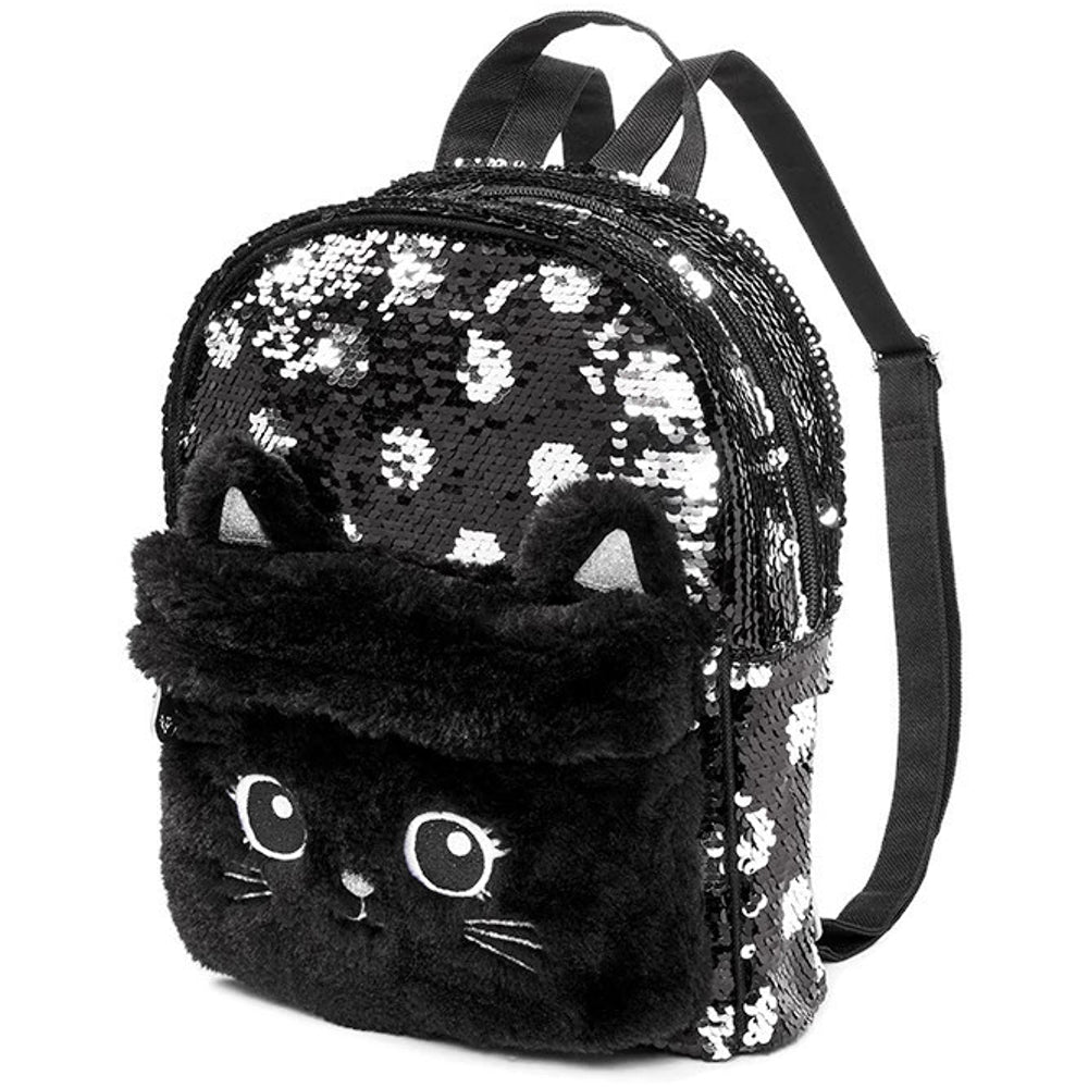 Black Cat Quilted Mini Backpack Keychain