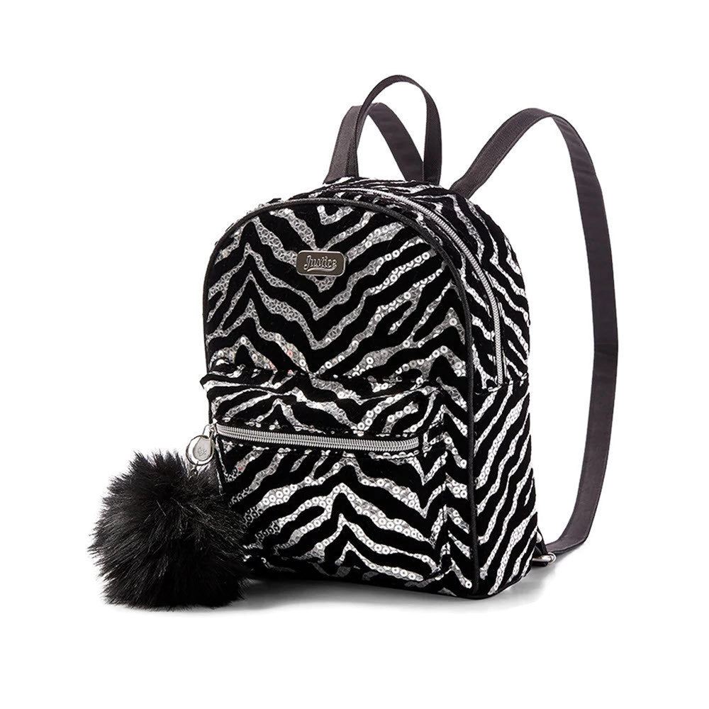 justice mini backpacks black Justice Zebra Sparkle Mini Backpack – bandbcollectibles.com
