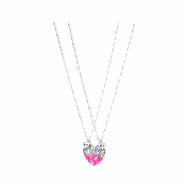 Justice Stores BFF Confetti Heart Pendant Necklace - 2 Pack Carmine Rose