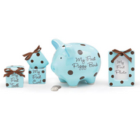 Burton & Burton Baby Boy Blue/Brown Dots Gift Set