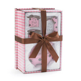 Burton & Burton Baby Girl Pink/Brown Dots Gift Set