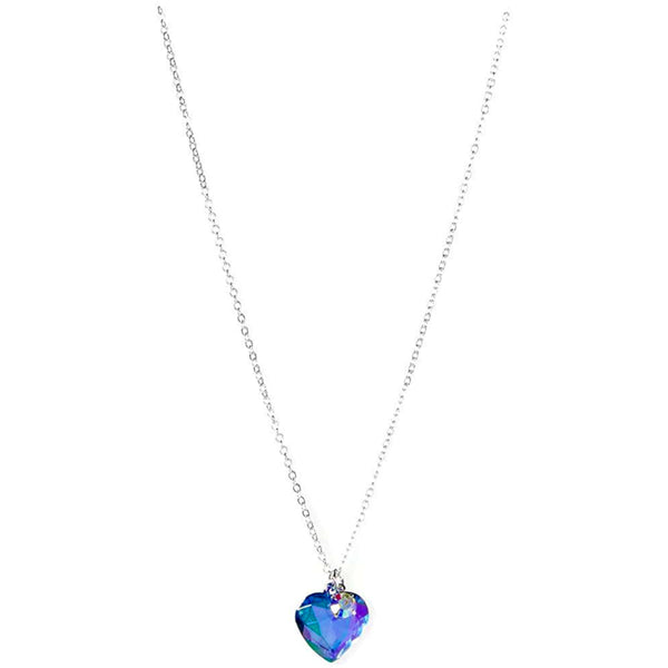 Crystal Heart Pendant Necklace Mint Ice Poly