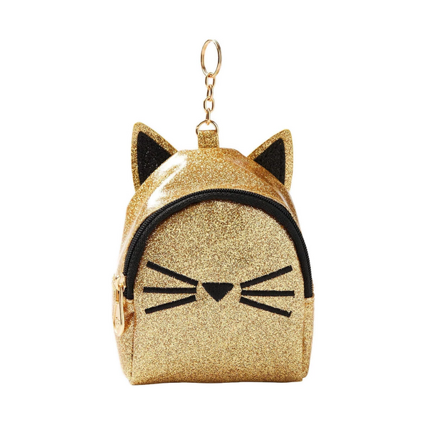 justice mini cat backpack Justice Gold Glitter Cat Mini Backpack Charm – bandbcollectibles.com