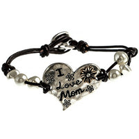 I Love Mom Pearl Beaded Bracelet