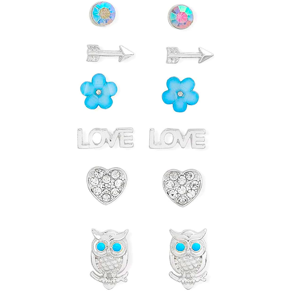 Justice Stores Love & Owls Stud Earrings - 6 Pack