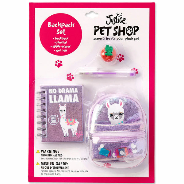 Justice Stores Pet Shop No Drama Llama Backpack Set