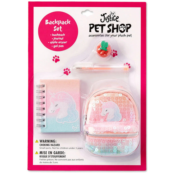 Justice Stores Pet Shop Ombre Unicorn Backpack Set