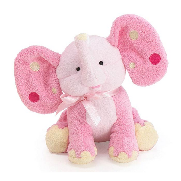 Burton & Burton Pink Elephant Plush Rattle with Polka Dot Ears