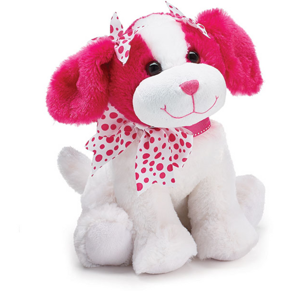 Burton & Burton Plush White/Hot Pink Valentine Puppy 10"