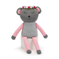 Burton & Burton Grey and Pink Knit Bear 16"