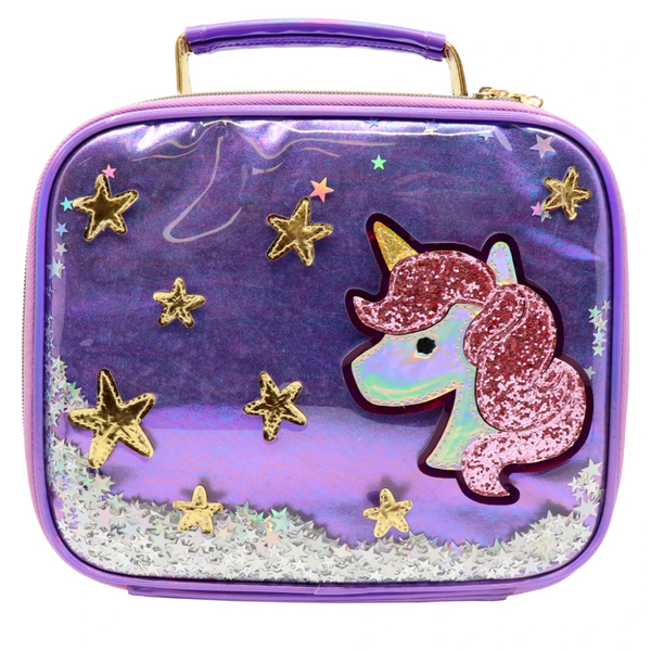 Pink Purple Glitter Unicorn Fantasy Girls Custom Metal Lunch Box