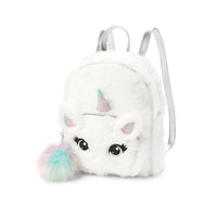 justice unicorn faux fur mini backpack Flip Sequin Shaky New Justice initial V, rose
